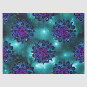 Blauw en Paars Mandalas over de ontkoppeling van h Tissuepapier