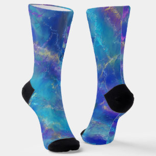 Blauw en paars marmerpatroon  sokken