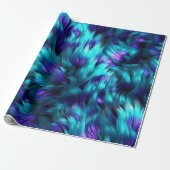 Blauw en paars namaak monster bont textuur cadeaupapier (Uitgerold)