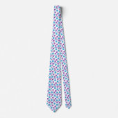Blauw en Paars Rozen Patroon Stropdas (Voorkant)