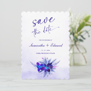 Blauw en Paars Save the Date Kaart Ideeën