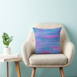Blauw en Paars Schemer Abstract Kussen