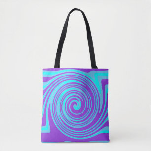 Blauw en paars zwenkpatroon tote bag