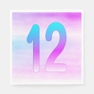 Blauw en Paarse 12e Verjaardags Papier Servet