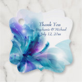 Blauw en Paarse Bloemen Bruiloft Ontwerp Bedankjes Labels (Voorkant)