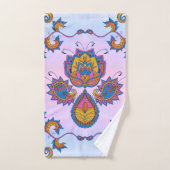 Blauw en Paarse Bloemenkunst, Mehndi Blue Bliss Bad Handdoek (Handdoek)