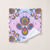 Blauw en Paarse Bloemenkunst, Mehndi Blue Bliss Bad Handdoek (Wasdoekje)