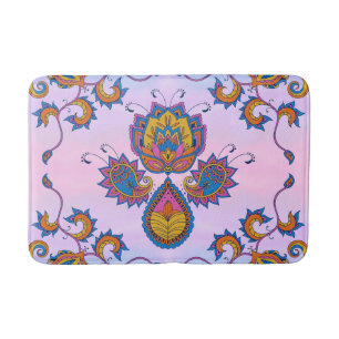 Blauw en Paarse Bloemenkunst, Mehndi Blue Bliss Badmat