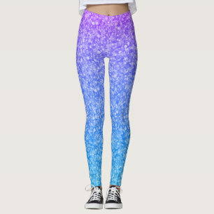 Blauw en paarse faux glitter ombre leggings