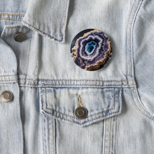 Blauw en Paarse Geode Ronde Button 5,7 Cm (In situ)