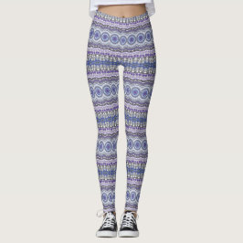 Blauw en Paarse Mandala geometrisch cirkelpatroon Leggings