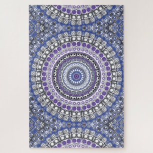 Blauw en Paarse Mandala Geometrisch Cirkelpatroon Legpuzzel