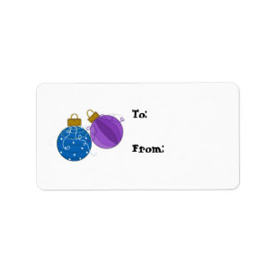 Blauw en paarse ornamenten cadeaukaart etiket