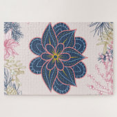 Blauw en Paarse Paisley Pattern Design Legpuzzel (Horizontaal)