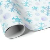Blauw en Paarse Sneeuwvlokken Modern Blue Christma Cadeaupapier (Rol Hoek)