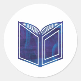 Blauw en Paarse Splatter Schilderboek Ronde Sticker