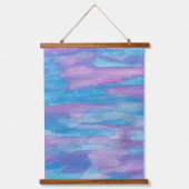 Blauw en Paarse zwijn Abstract Hangend Wandkleed (Voorkant)