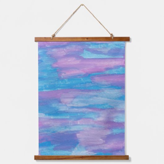 Blauw en Paarse zwijn Abstract Hangend Wandkleed (Voorkant)