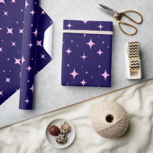 Blauw en Paste Roze Eenvoudig Minimalistisch Cadeaupapier