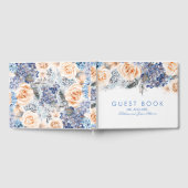 Blauw en perzik bloemen elegante bruiloft gastenboek (Volledig)