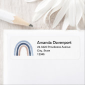 Blauw en Perzik Regenboog Boho Design Adres Etiket (Insitu)