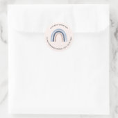 Blauw en Perzik Regenboog Boho Design Adres Ronde Sticker (Tas)
