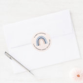 Blauw en Perzik Regenboog Boho Design Adres Ronde Sticker (Envelop)