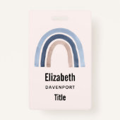 Blauw en Perzik Regenboog Boho Design Badge (Achterkant)