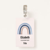 Blauw en Perzik Regenboog Boho Design Badge (Achterkant met clip)