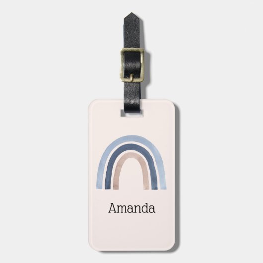 Blauw en Perzik Regenboog Boho Design Bagagelabel (Voorkant verticaal)