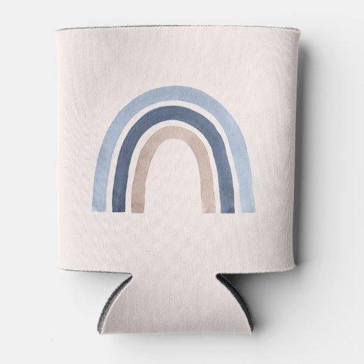 Blauw en Perzik Regenboog Boho Design Blikjeskoeler (Voorkant)