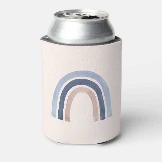 Blauw en Perzik Regenboog Boho Design Blikjeskoeler (Blikje Achterkant)