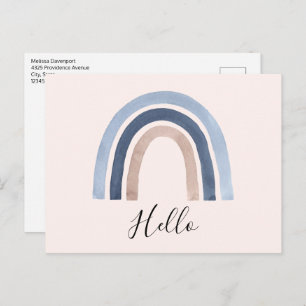 Blauw en Perzik Regenboog Boho Design Briefkaart