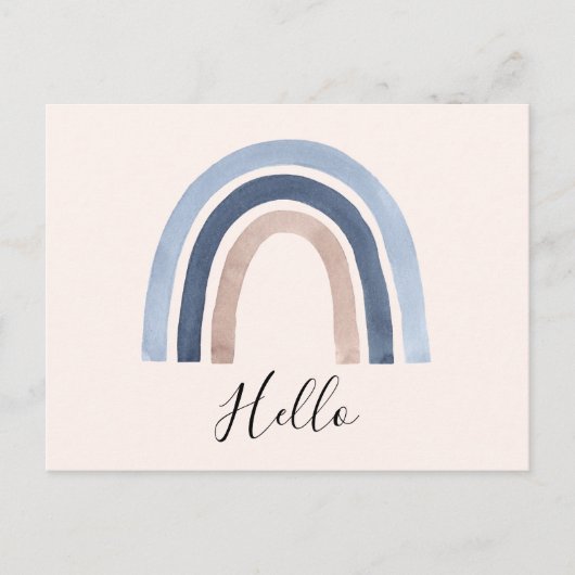 Blauw en Perzik Regenboog Boho Design Briefkaart (Voorkant)