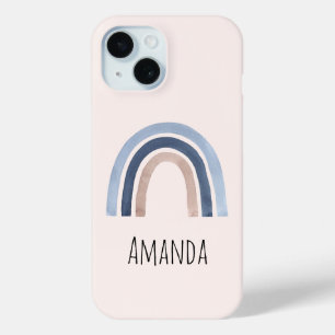 Blauw en Perzik Regenboog Boho Design