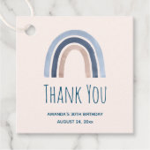Blauw en Perzik Regenboog Boho Design Dank u Bedankjes Labels (Voorkant)
