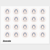 Blauw en Perzik Regenboog Boho Design Dank u Ronde Sticker (Vel)