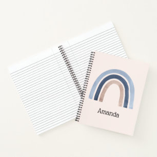 Blauw en Perzik Regenboog Boho Design Notitieboek