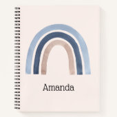 Blauw en Perzik Regenboog Boho Design Notitieboek (Voorkant)