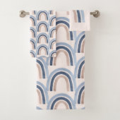 Blauw en Perzik Regenboog Boho Design Patroon Bad Handdoek (Insitu)