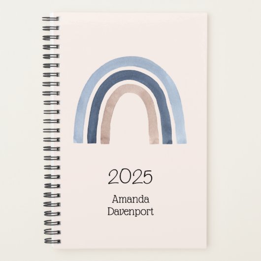 Blauw en Perzik Regenboog Boho Design Planner (Voorkant)