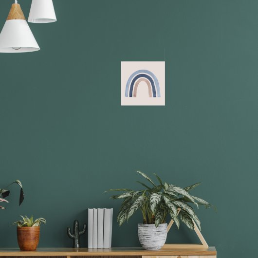 Blauw en Perzik Regenboog Boho Design Poster (Woonkamer 1)
