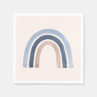 Blauw en Perzik Regenboog Boho Design