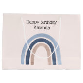 Blauw en Perzik Regenboog Boho Design Verjaardag Groot Cadeauzakje (Achterkant)