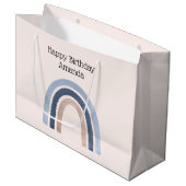 Blauw en Perzik Regenboog Boho Design Verjaardag Groot Cadeauzakje (Voorkant Gekanteld)