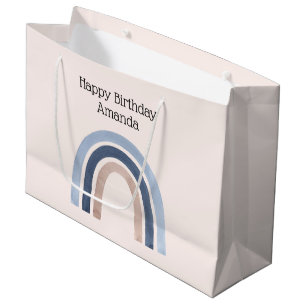 Blauw en Perzik Regenboog Boho Design Verjaardag Groot Cadeauzakje