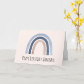 Blauw en Perzik Regenboog Boho Design Verjaardag Kaart (Gele Bloem)