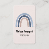 Blauw en Perzik Regenboog Boho Design Visitekaartje (Voorkant)