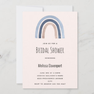 Blauw en Perzik Regenboog Boho Design Vrijgezellen Kaart