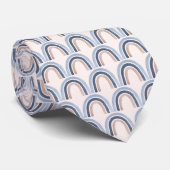 Blauw en perzik regenboog Boho patroon Stropdas (Opgerold)